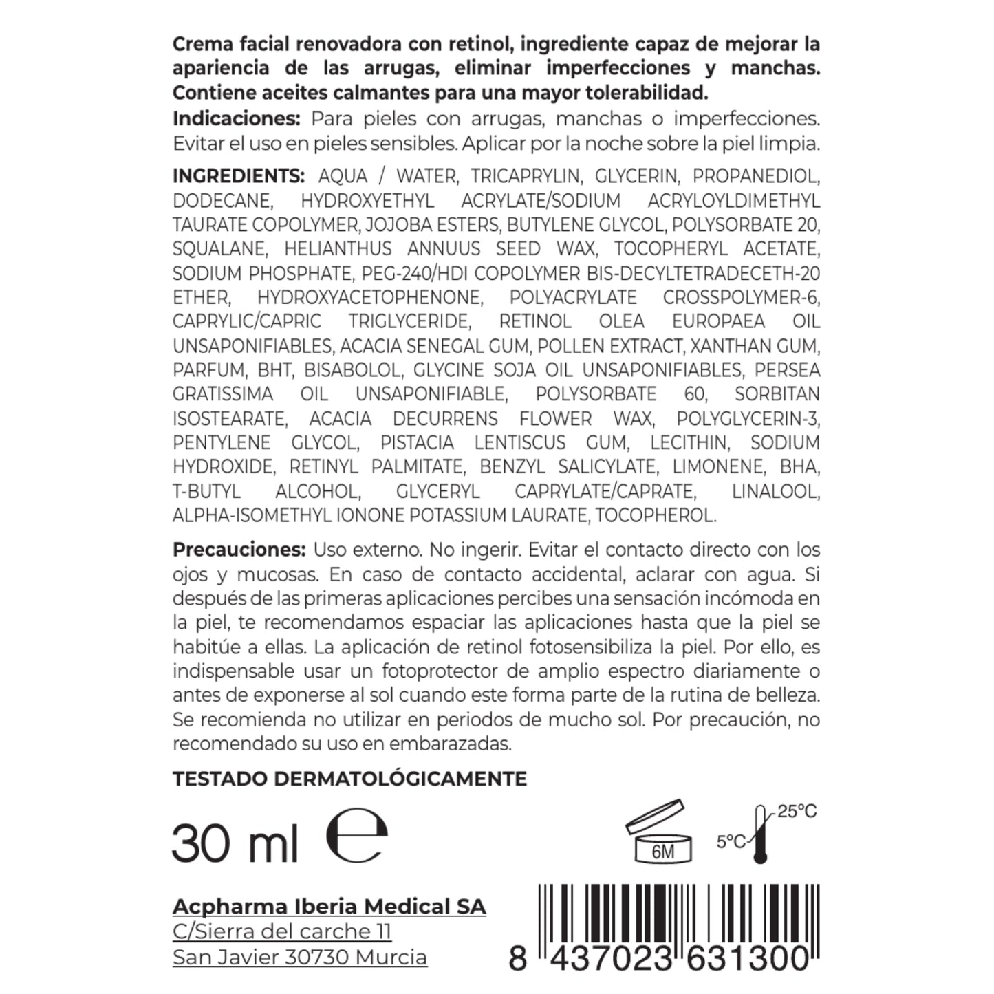 Gel-Crema Retinol Intensivo 30 ml